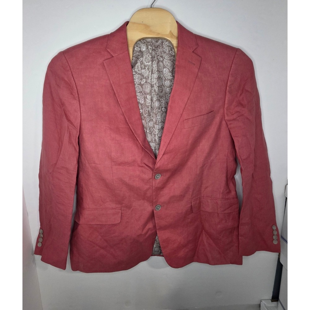 Lauren Ralph Lauren Mens 44R Salmon Pink 100% Linen Two Button Blazer Jacket